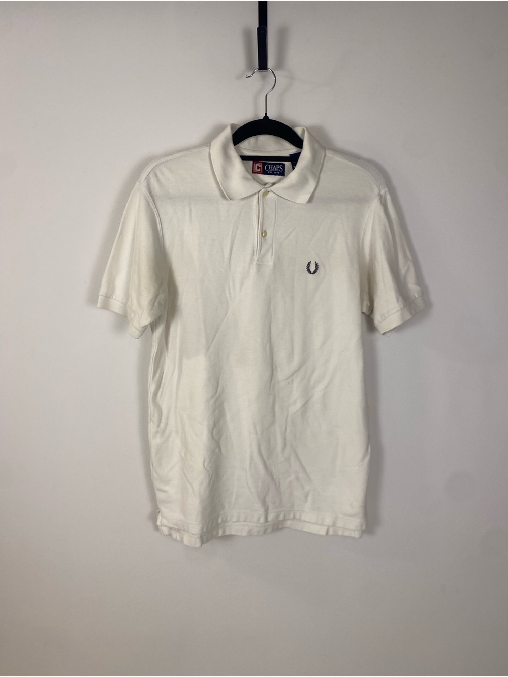 Chaps White Cotton Short Sleeve Logo Polo Size S